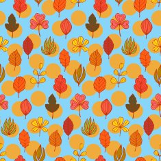 Seamless pattern with hand drawn leaves Autumn N4