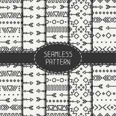 Set of hand drawn geometric ethnic seamless pattern Wrapping paper N2