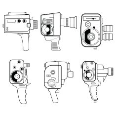 movie camera vintage line isolated on white background Vector i