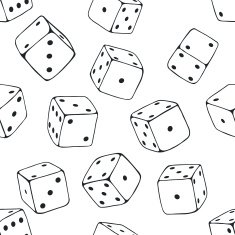 Vector Seamless Pattern Background of Lineart Dices N3