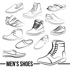 Vector set of men's shoes painted lines N2