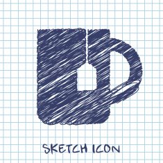 kitchen doodle sketch icon of cup tea