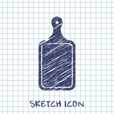 kitchen doodle sketch icon of cutting board