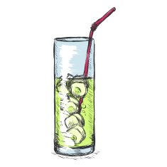 Vector Color Sketch Glass of Lemonade