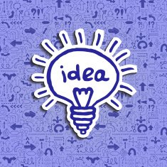 Light bulb icon on arrow filled background N2