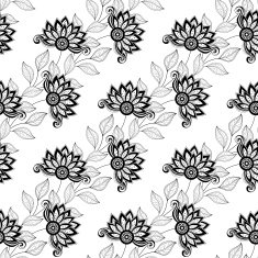 Vector Seamless Monochrome Floral Pattern N36