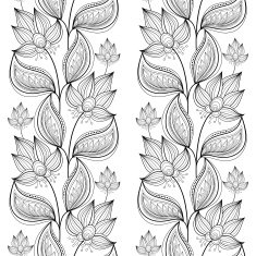 Vector Seamless Monochrome Floral Pattern N39