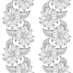 Vector Seamless Monochrome Floral Pattern N40