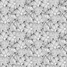 Vector Seamless Monochrome Floral Pattern N42