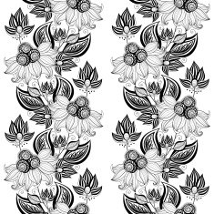 Vector Seamless Monochrome Floral Pattern N44
