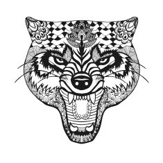 Zentangle stylized wolf Sketch for tattoo or t-shirt