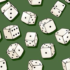 Vector Seamless Pattern Background of Cartoon Dices N4