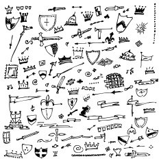 Collection of individual hand drawn elements N4