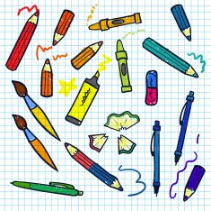 sketch of education doddle elements on notebook