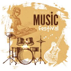 Music vintage background Splash blob retro design festiv