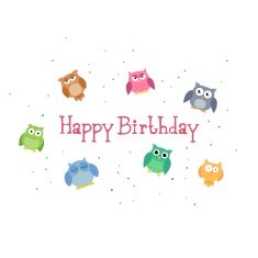 Vector Birthday Background with Owls N2