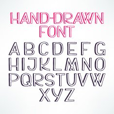 pink and gray hand-drawn font
