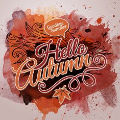 Vector watercolor paint autumn design N2