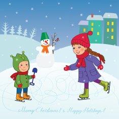 Children are skating card N2
