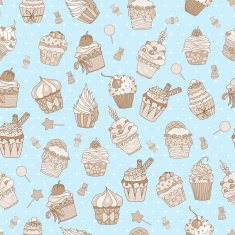 Cupcake doodle pattern