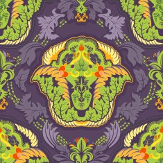 Blue and red indian seamless pattern
