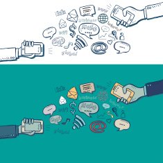 mobile and social icon for communication with doodle drawing style