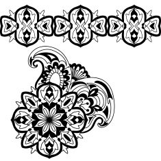 Abstract mandala and border mehndi elements