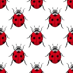 Red ladybugs vintage seamless pattern