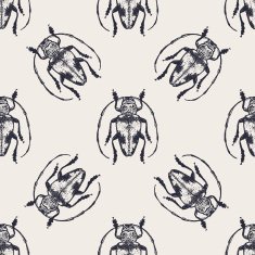 Beetles vintage seamless pattern N3