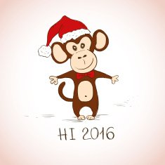 New Year Greeting Card With Funny Monkey