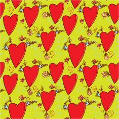 Seamless pattern with hearts and flowers