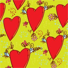 Seamless pattern with hearts and flowers N2