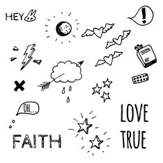 Doodle style sketches on Love theme