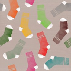 Multi-colored socks seamless pattern on paper cardboard background