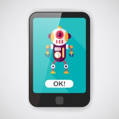 robot concept flat icon with long shadow eps10 N76