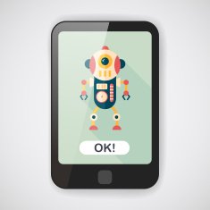 robot concept flat icon with long shadow eps10 N77