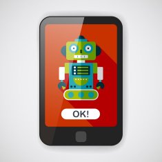 robot concept flat icon with long shadow eps10 N78