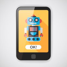 robot concept flat icon with long shadow eps10 N79