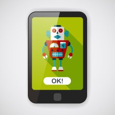 robot concept flat icon with long shadow eps10 N82