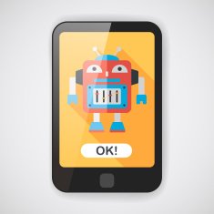 robot concept flat icon with long shadow eps10 N91