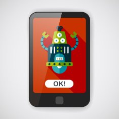 robot concept flat icon with long shadow eps10 N94