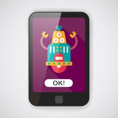 robot concept flat icon with long shadow eps10 N96