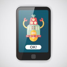 robot concept flat icon with long shadow eps10 N97