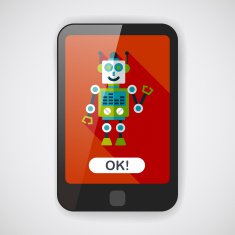 robot concept flat icon with long shadow eps10 N98