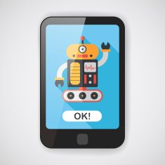 robot concept flat icon with long shadow eps10 N111