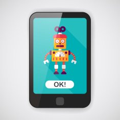 robot concept flat icon with long shadow eps10 N116