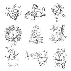 Christmas hand drawn icon set