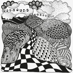 Black and white abstract fantasy picture Long Road