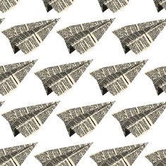 Paper plane from old newspapers seamless patetrn Vector backgro