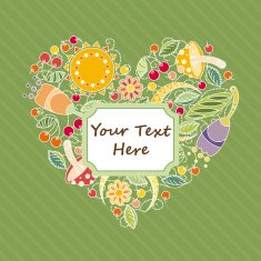 Card with Heart of Flowers Leaves and Berries